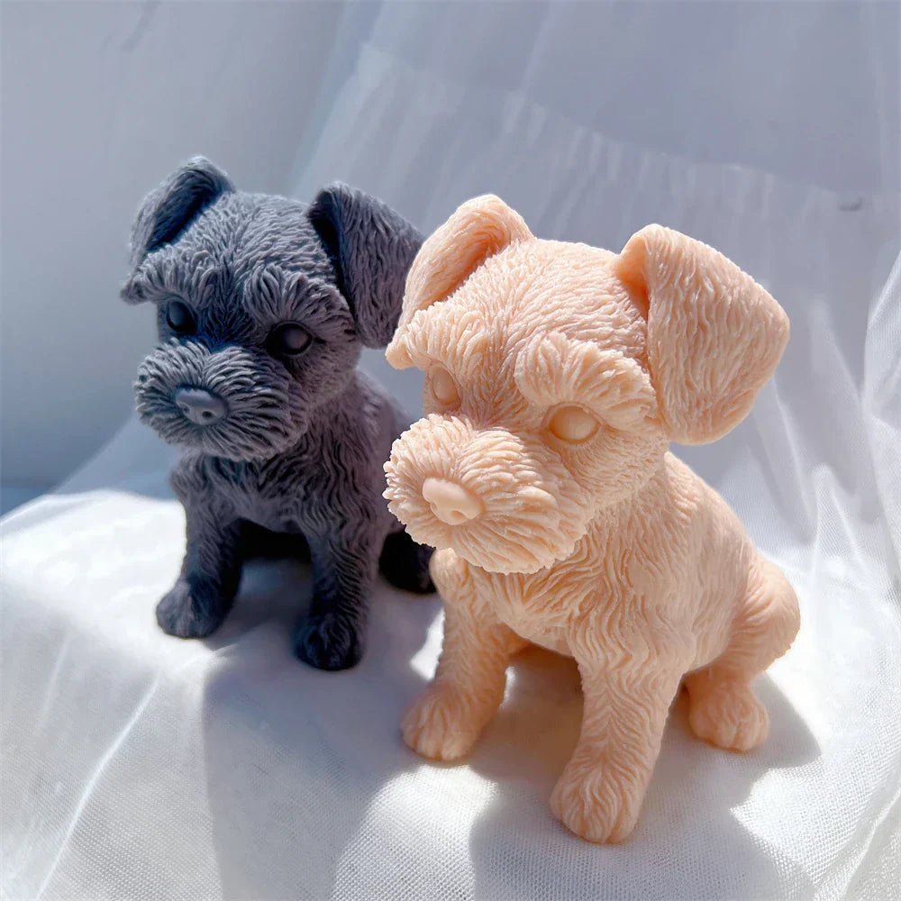 Schnauzer Puppy Figurine Silicone Candle Mould