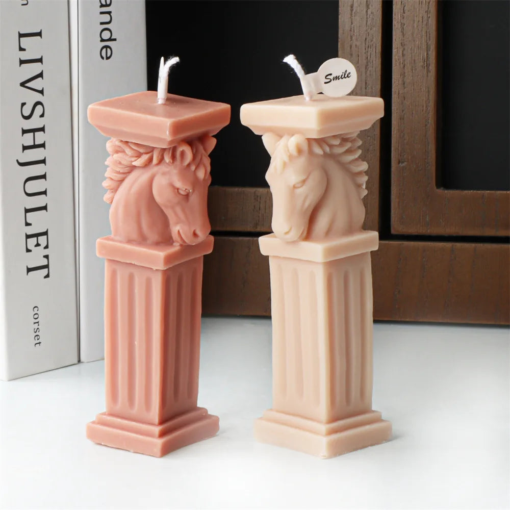 Horse Head Lion Roman Pillar Candle Mould