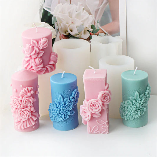 Rose Column Candle Silicone Mould