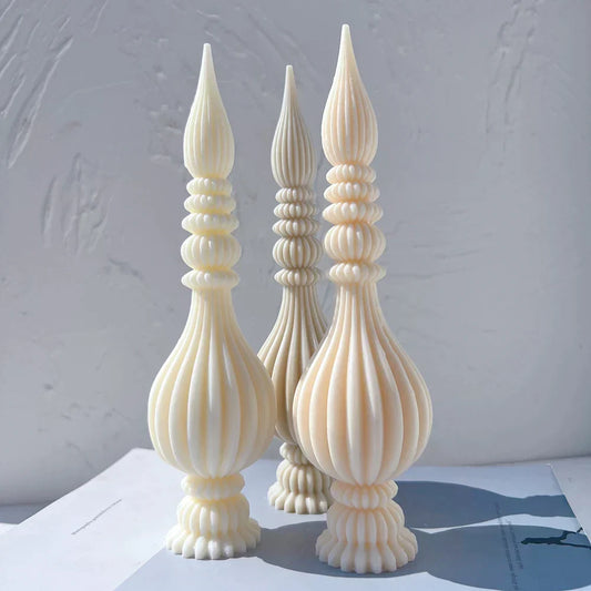 Tall Ribbed Pillar Candle Moulds