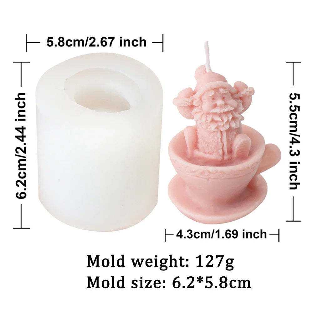 Christmas Mini Santa Cups Silicone Candle Mould - 8 Style
