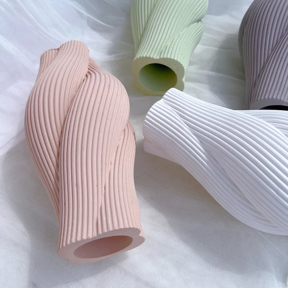 DIY Flower Pot Striped Geometric Vase Mould