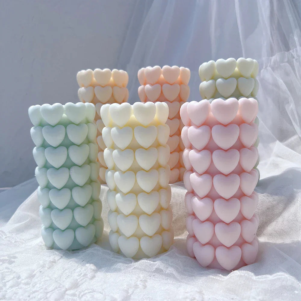 Heart Pillar Silicone Candle Mould: Wedding & Anniversary Gift
