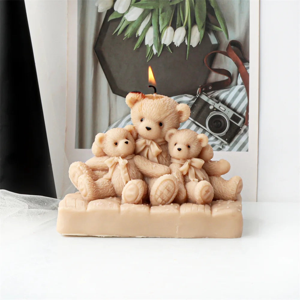 Bear Family Candle Mould