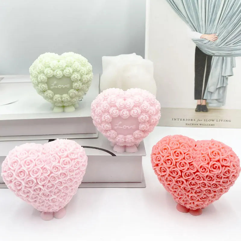 Rose Heart Shaped Candle Mould Silicone