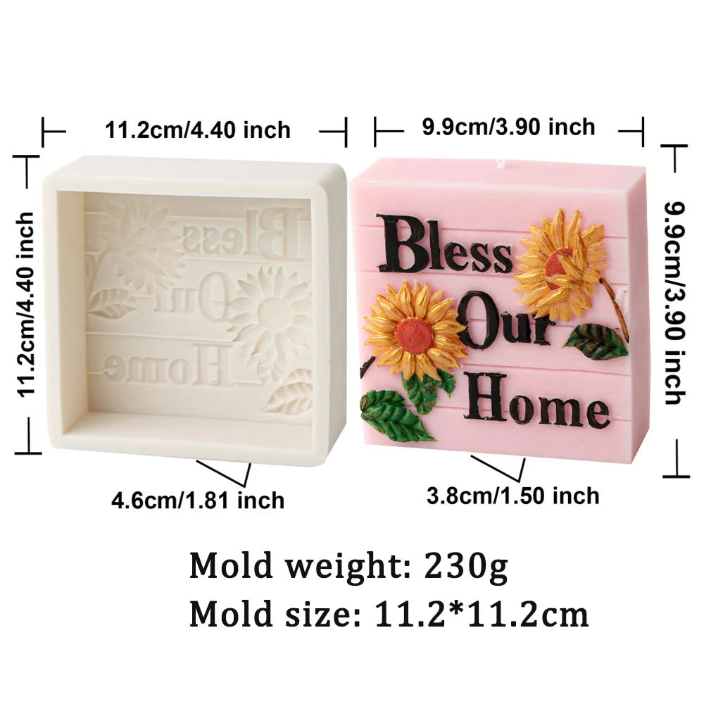 Sunflower Letters Slogan Candle Mould