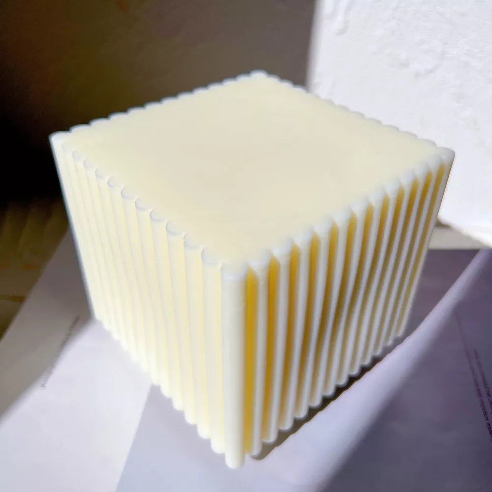 Big Size Ribbed Square Cube Candle Mould
