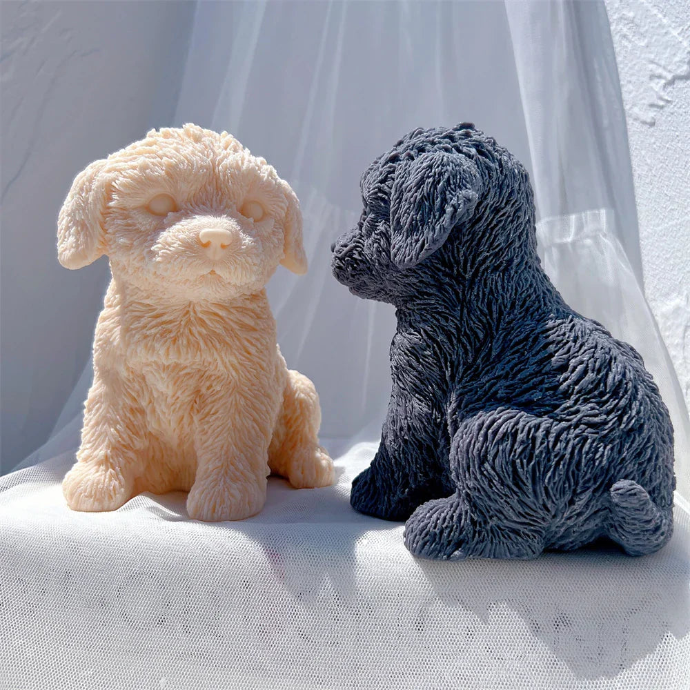 Cute Labradoodle Dog Silicone Candle Mould