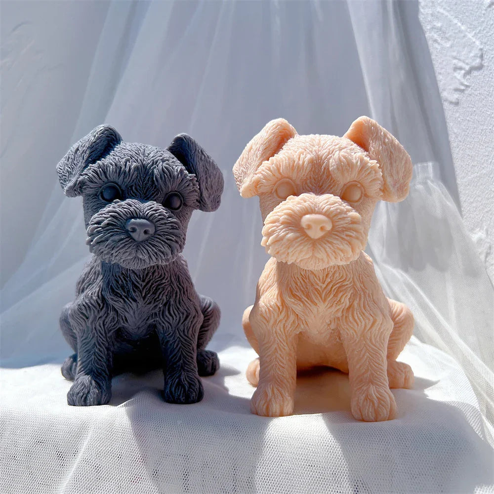 Schnauzer Puppy Figurine Silicone Candle Mould