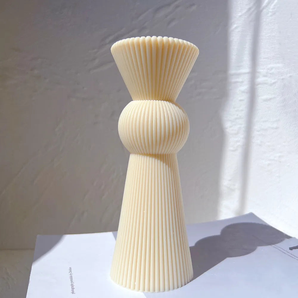 Aesthetic Roman Ribbed Pillar Candle Mould