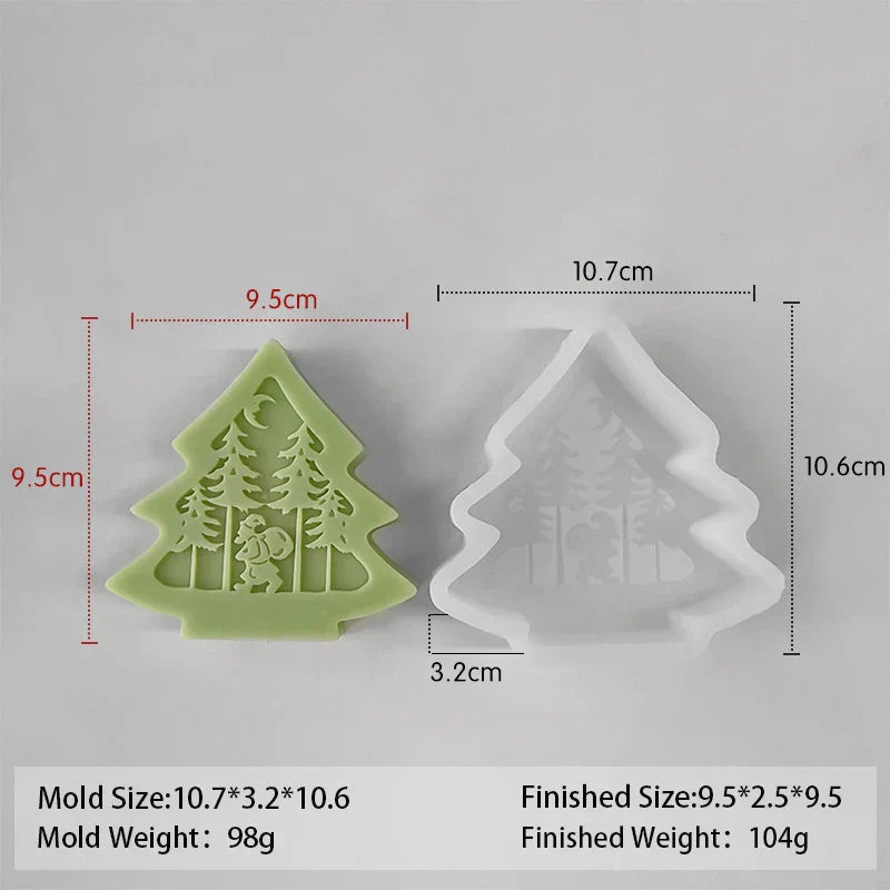 3D Christmas Tree Santa Elk Aromatherapy Silicone Candle Mould