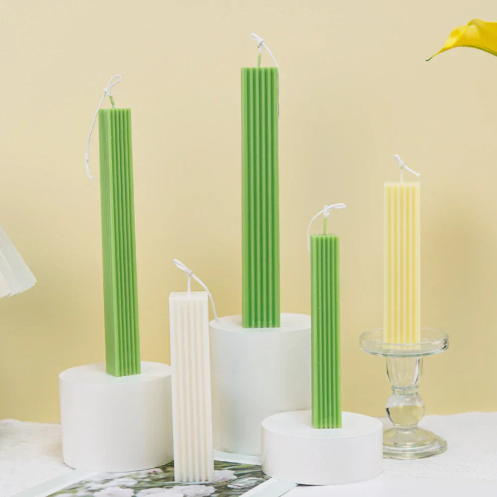 Ribbed Rectangular Pillar Candle Mould