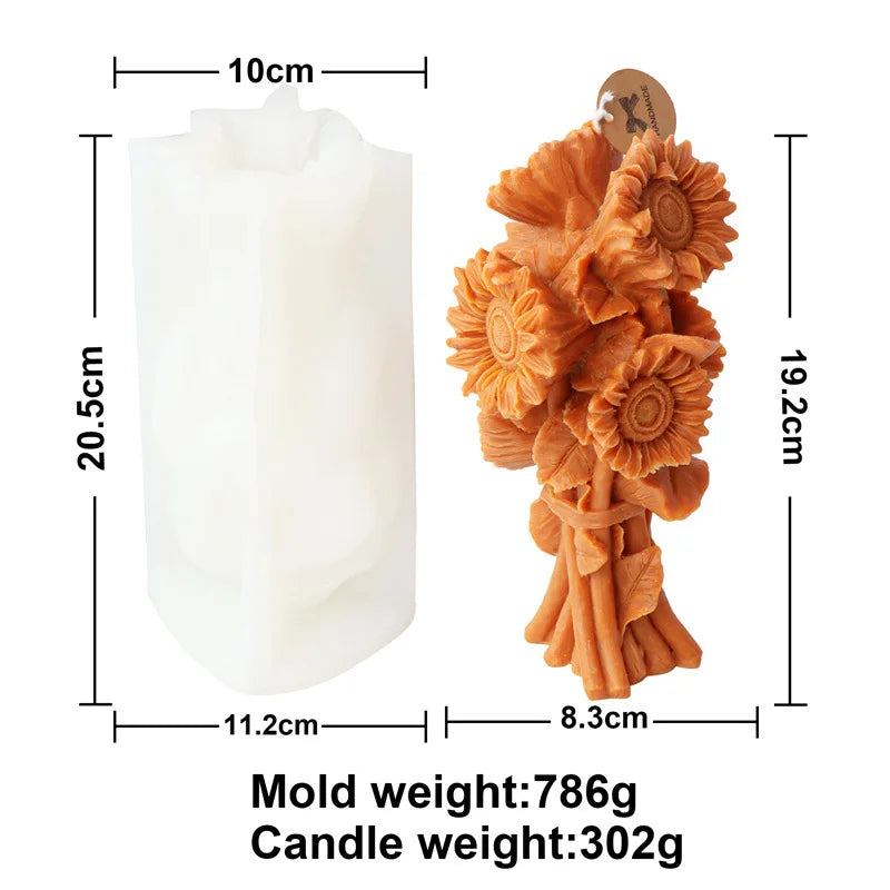Sunflower and Rose Bouquet Candle Mould