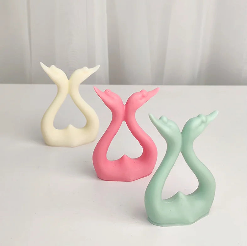 Swan Love and fidelity and Sika Deer Elk Antler Silicone Candle Mould