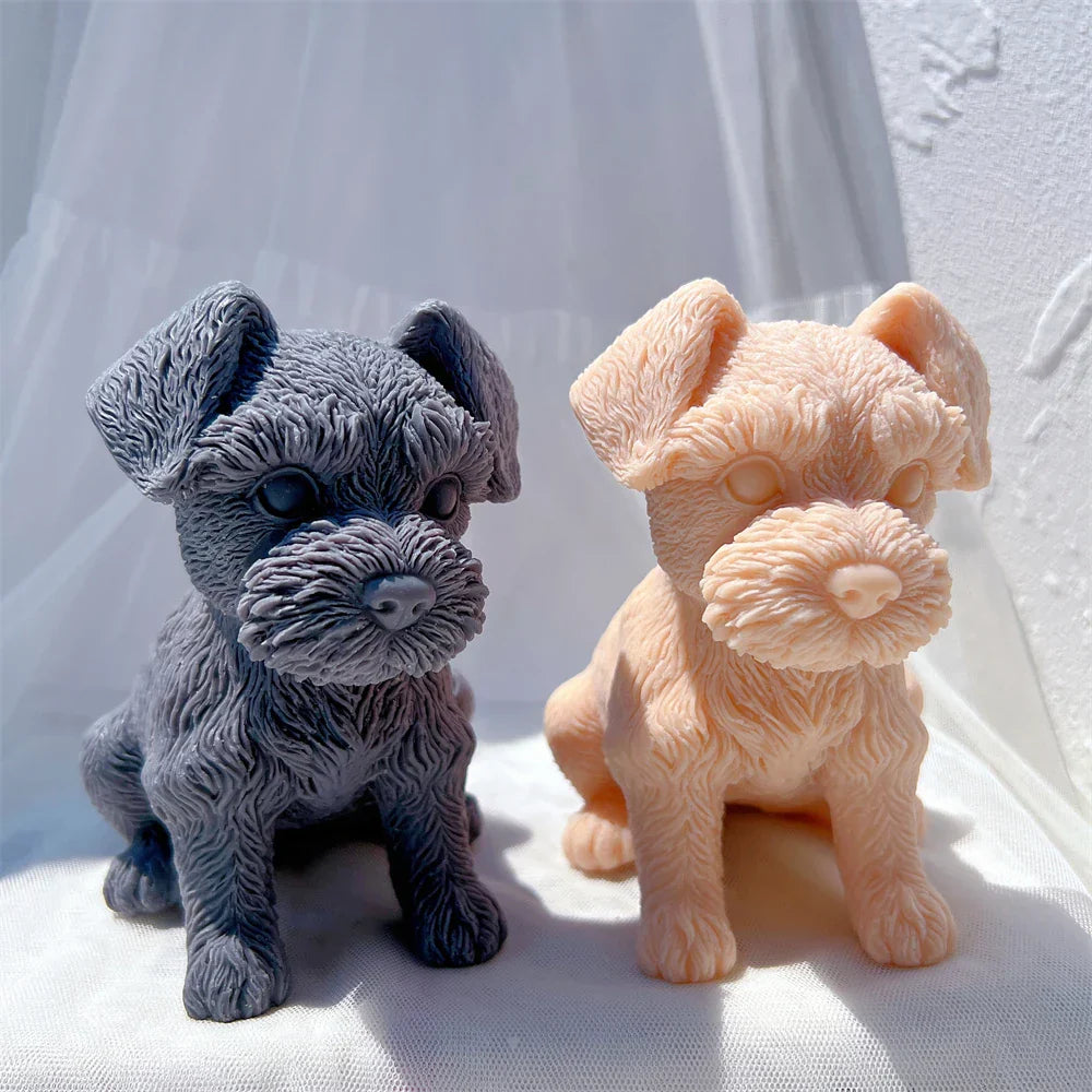 Schnauzer Puppy Figurine Silicone Candle Mould