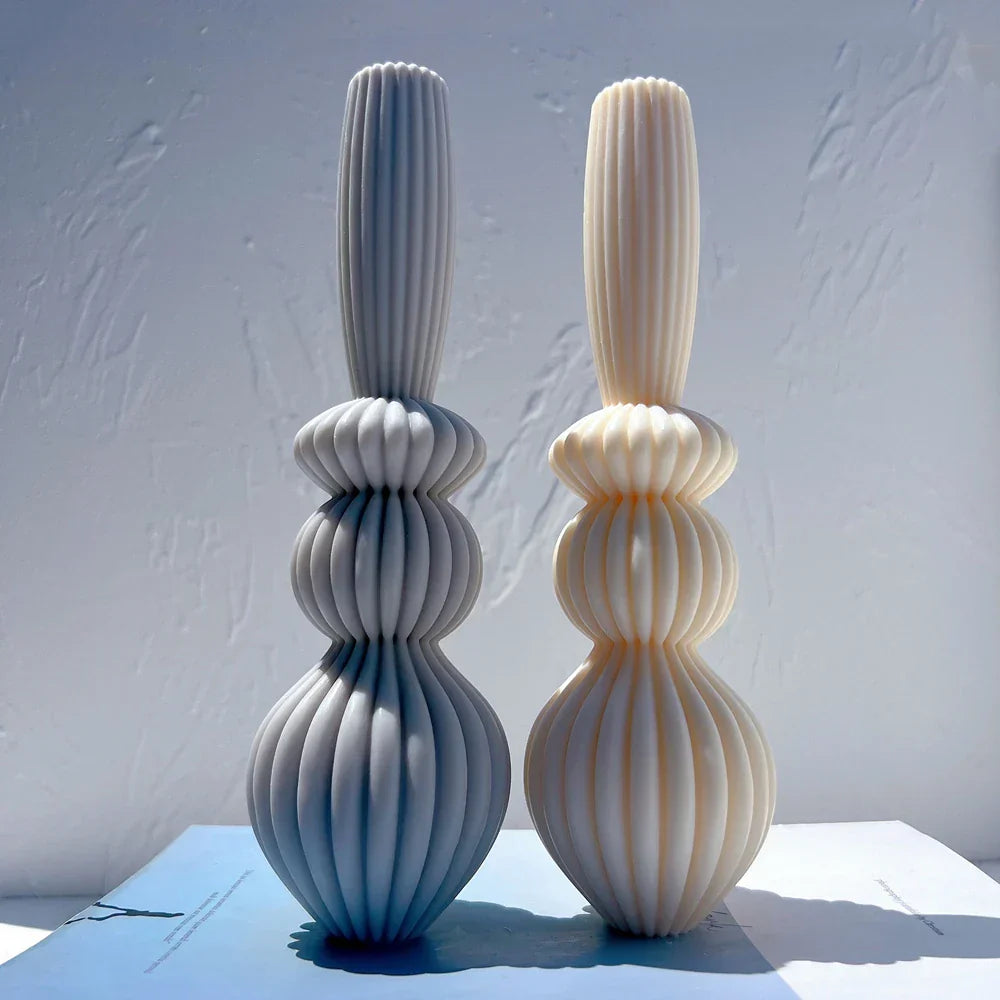 Geometric Abstract Decorative Striped Tall Candle Silicone Mould