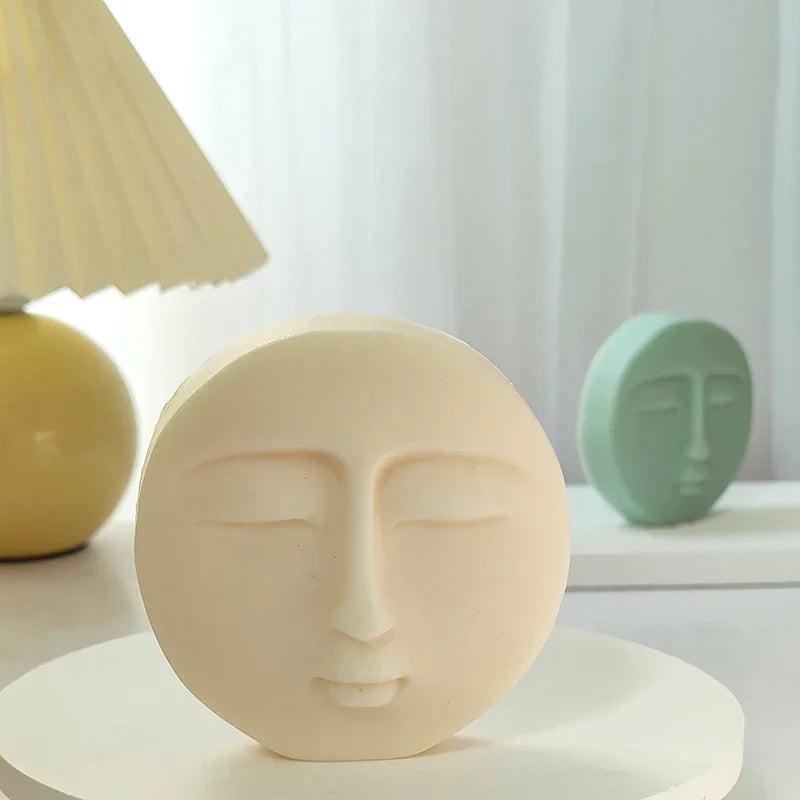 Circular Face Closed Eyes Silicone Candle Mould
