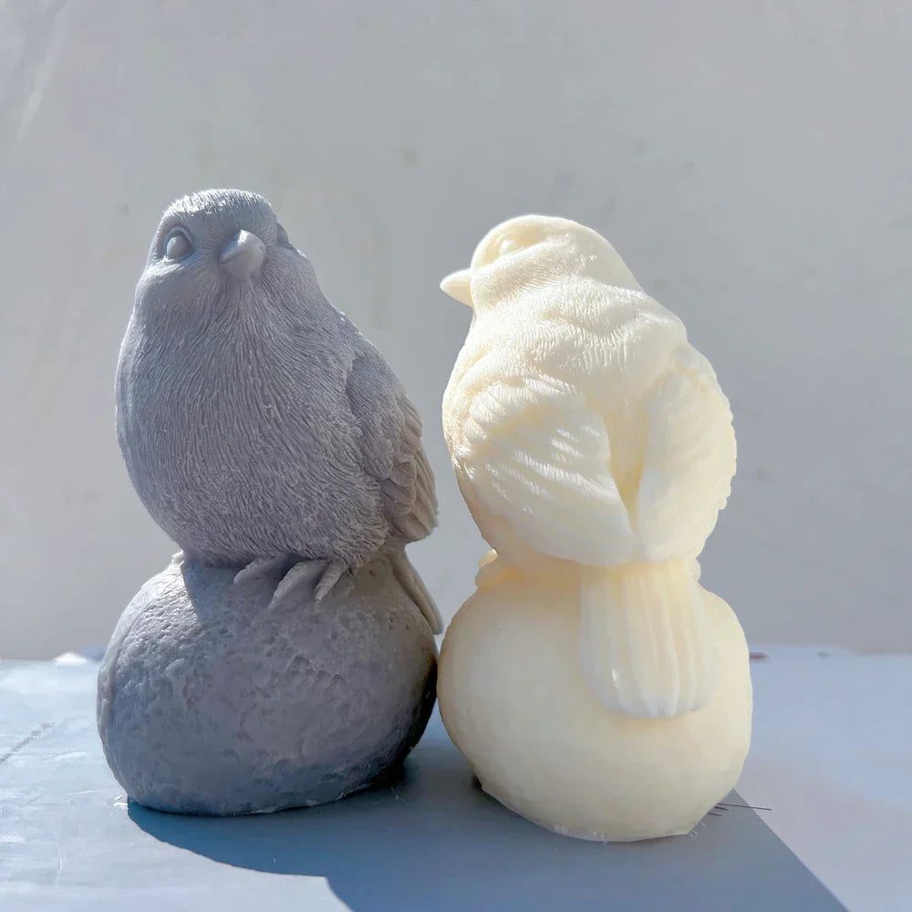 Sitting On Stone Bird Silicone Candle Mould