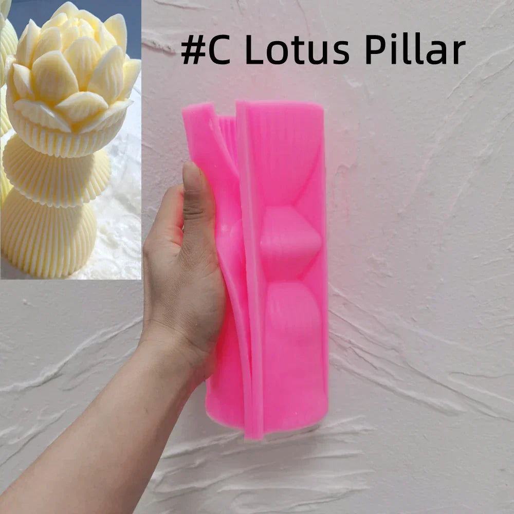 Lotus Flower Ribbed Pillar Candle Mould