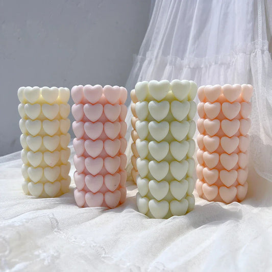 Heart Pillar Silicone Candle Mould: Wedding & Anniversary Gift