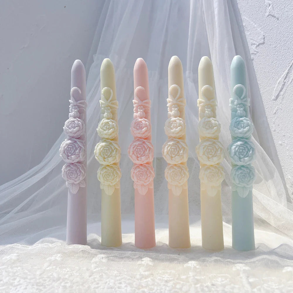 21.5CM Tall Taper Rose Candle Mold