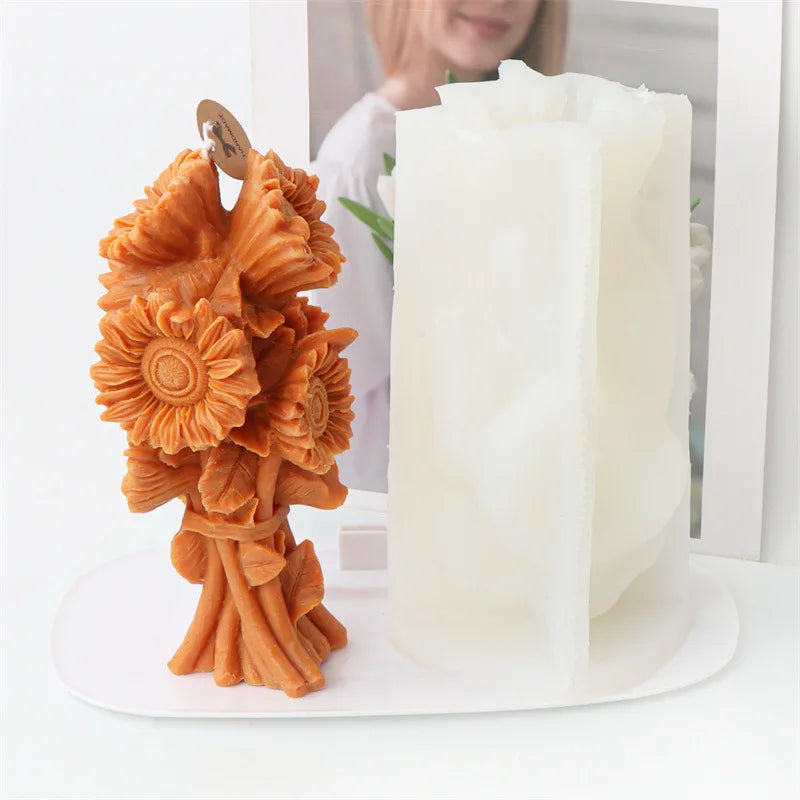 Sunflower and Rose Bouquet Candle Mould