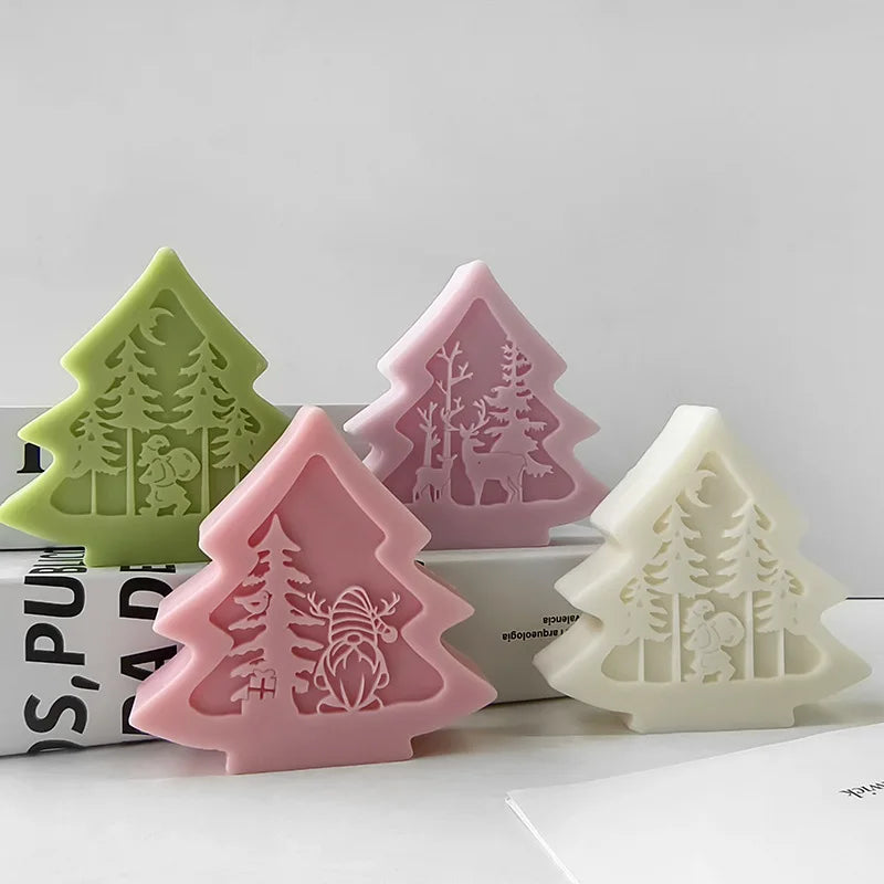 3D Christmas Tree Santa Elk Aromatherapy Silicone Candle Mould