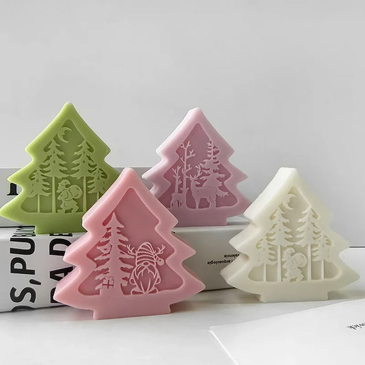 3D Christmas Tree Santa Elk Aromatherapy Silicone Candle Mould