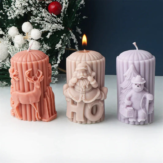 Christmas Cylindrical Candle Silicone Mould