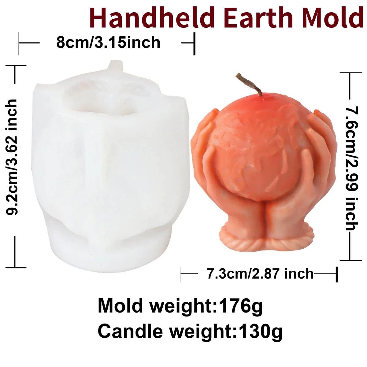 3D Hand Holding Rose Heart Skull Silicone Mold