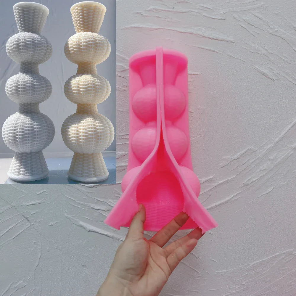 24CM Tall Weave Pillar Candle Mould