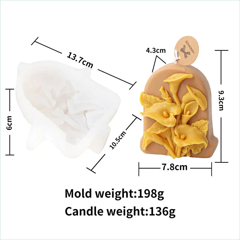 3D Flower Shape Scented Candle Silicone Mould