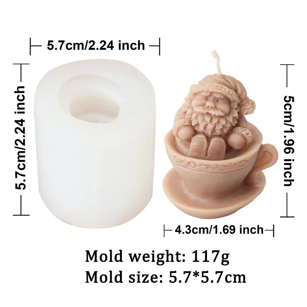 Christmas Mini Santa Cups Silicone Candle Mould - 8 Style