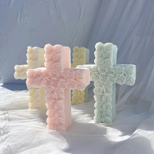 Rose Cross Candle Mould