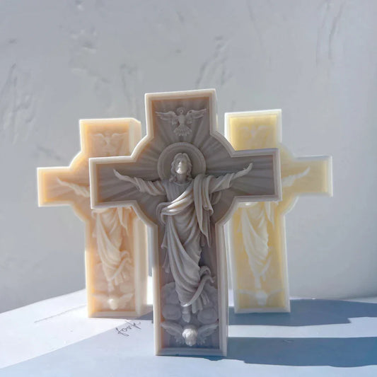 Jesus Statue Cross Candle Mould Silicone
