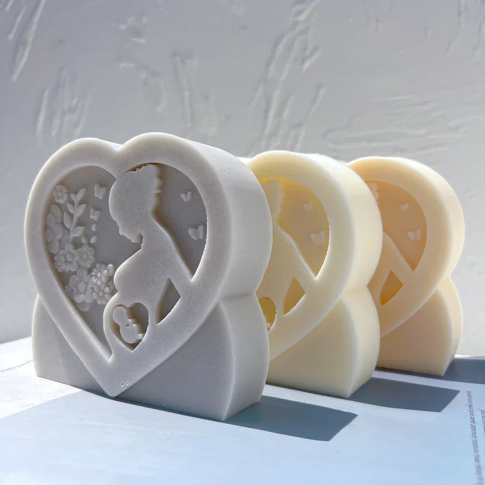 Heart Shaped Figurine Mother Candle Mould