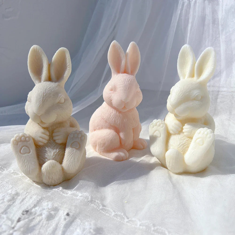 3D Sitting Bunny Silicone Candle Mould