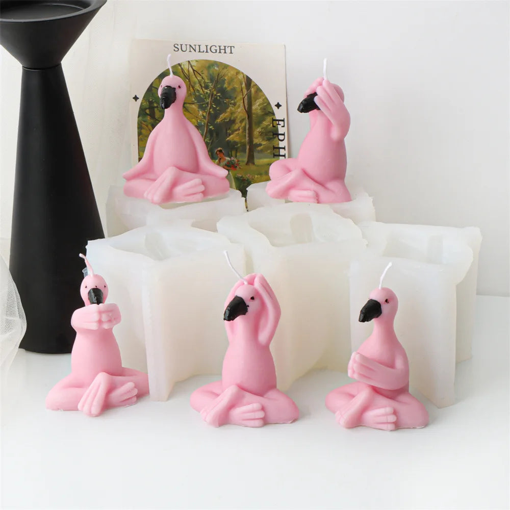 3D Flamingo Silicone Candle Mould for Cute Bird Crafts