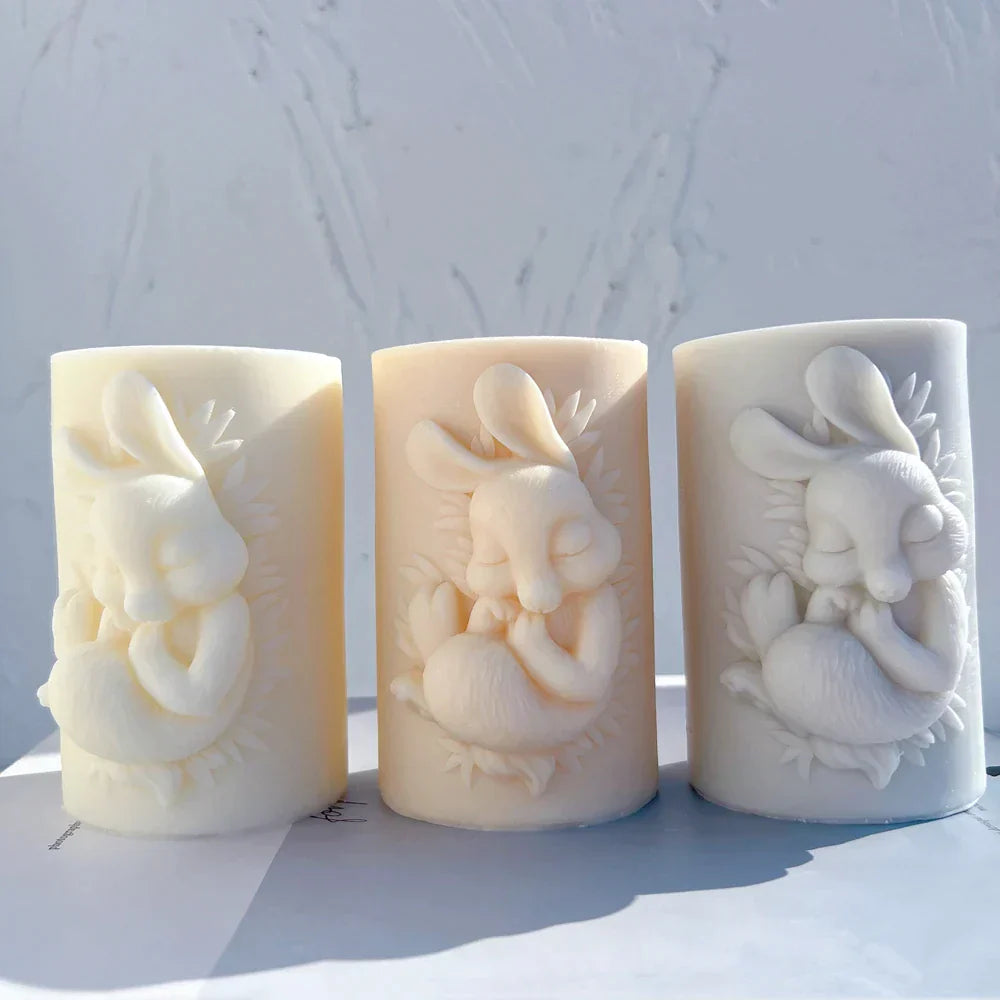 Easter Bunny Pillar Candle Mould Silicone