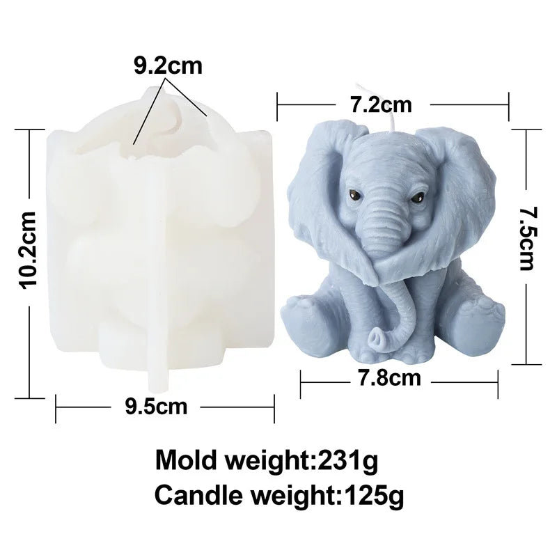 3D Playful Elephant Candle Silicone Mould