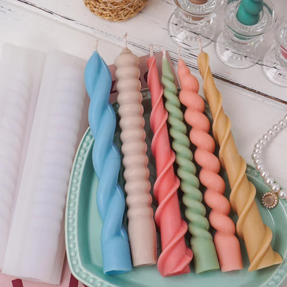 Spiral Twist Long Rod Candle Mould