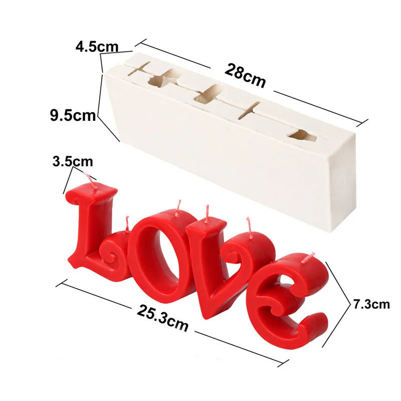 Large Size Love Letters Candle Mould Valentine's Day Decor DIY
