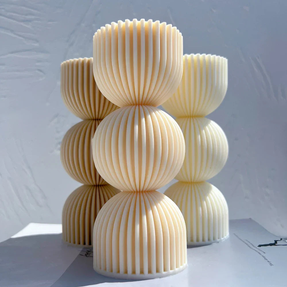 Twist Ribbed Pillar Candle Moulds - Geometric Design