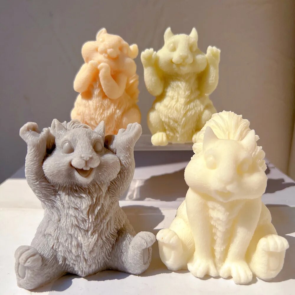 Cute Squirrel Silicone Candle Mould
