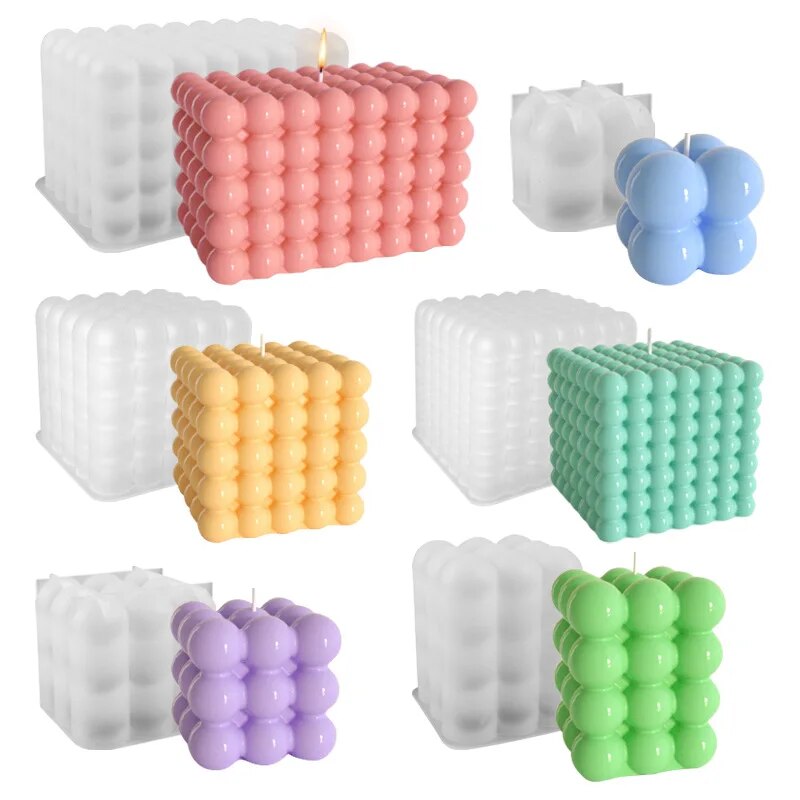 Multi Size Bubble Cube Candle Mould