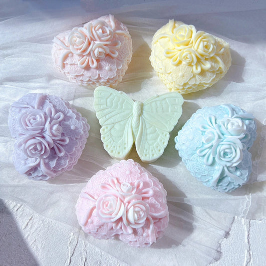 Rose Flower Lace Heart Candle Mould Valentine's Day Gift