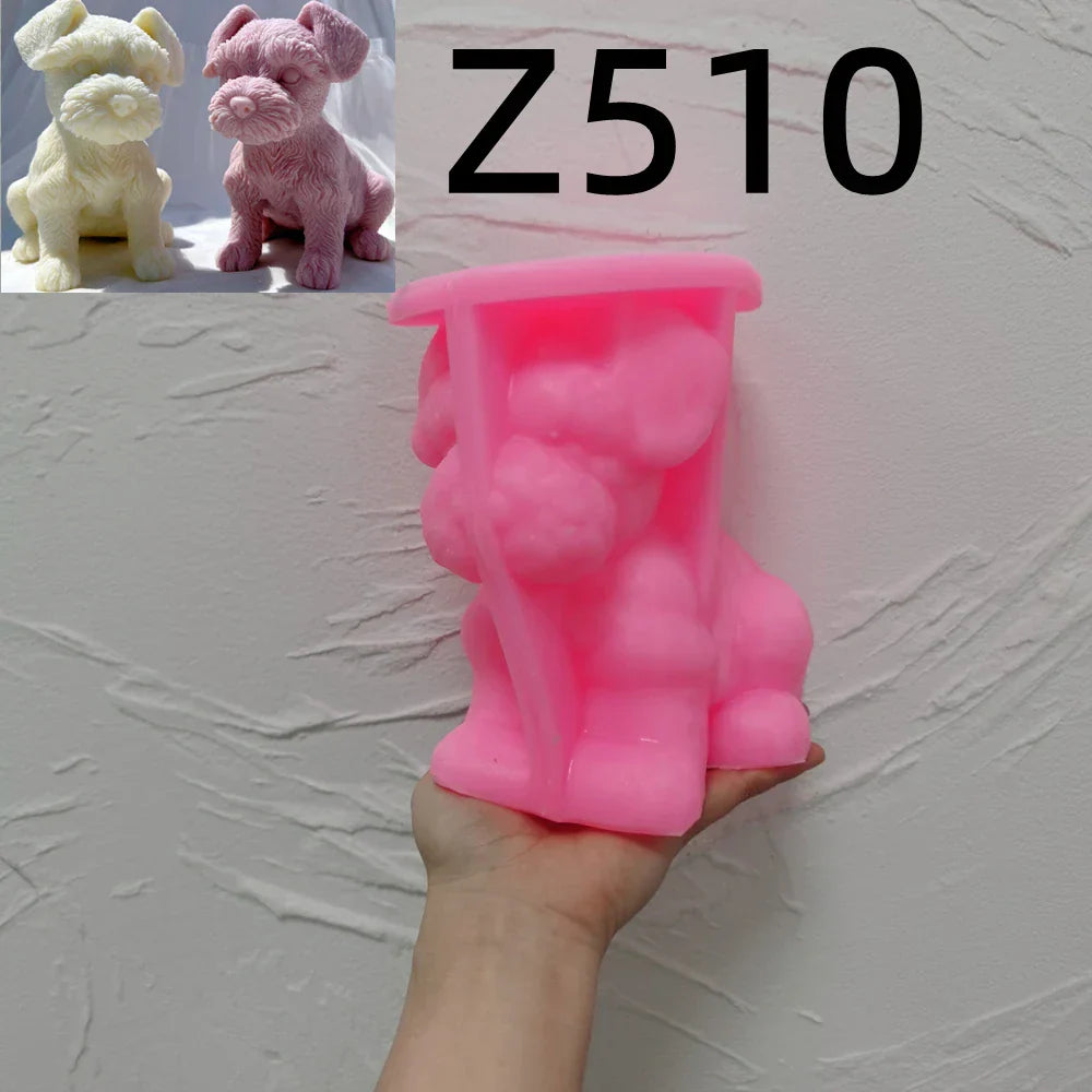 Schnauzer Puppy Figurine Silicone Candle Mould