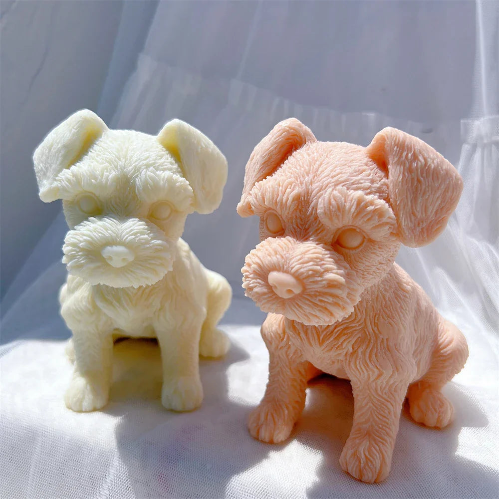 Schnauzer Puppy Figurine Silicone Candle Mould
