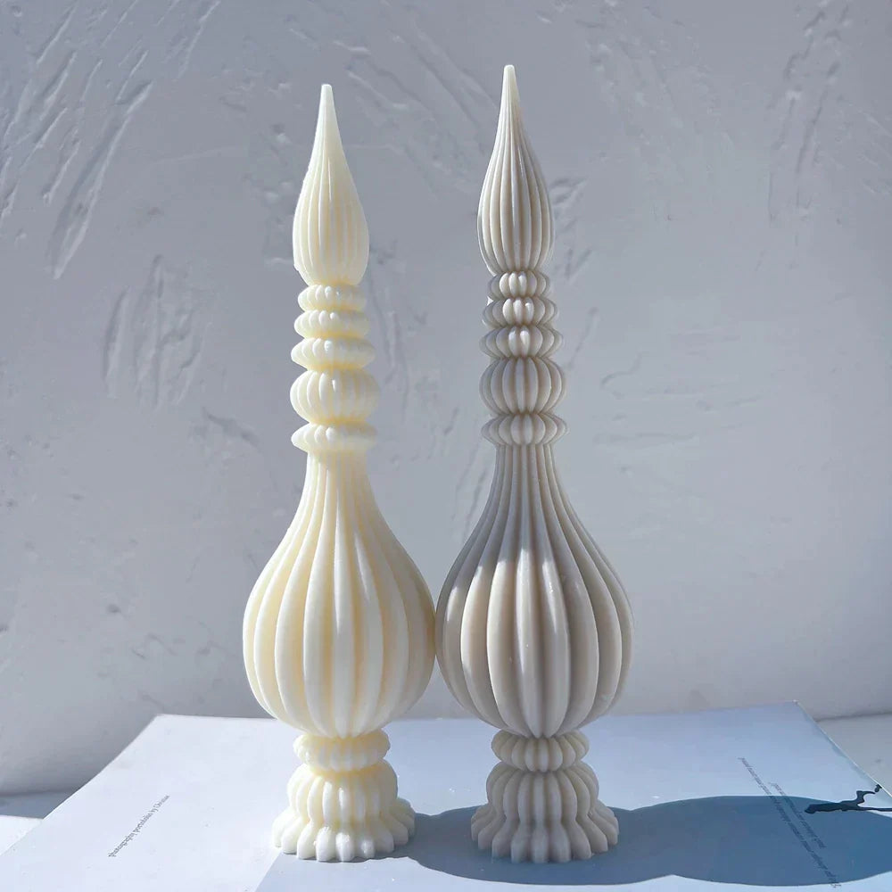 Tall Ribbed Pillar Candle Moulds
