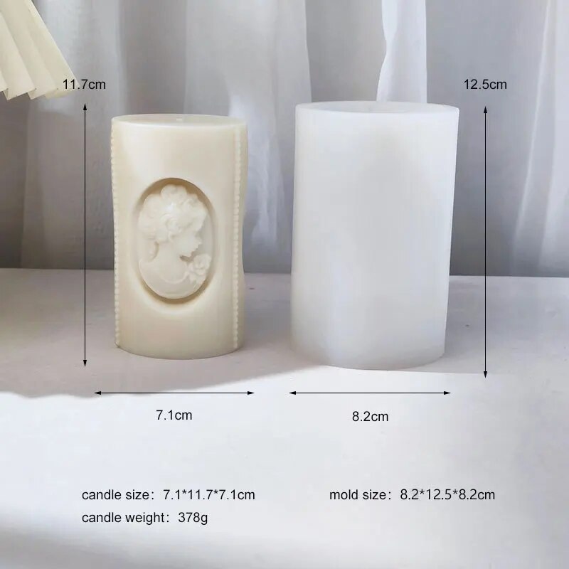 Girl portrait column candle Mould